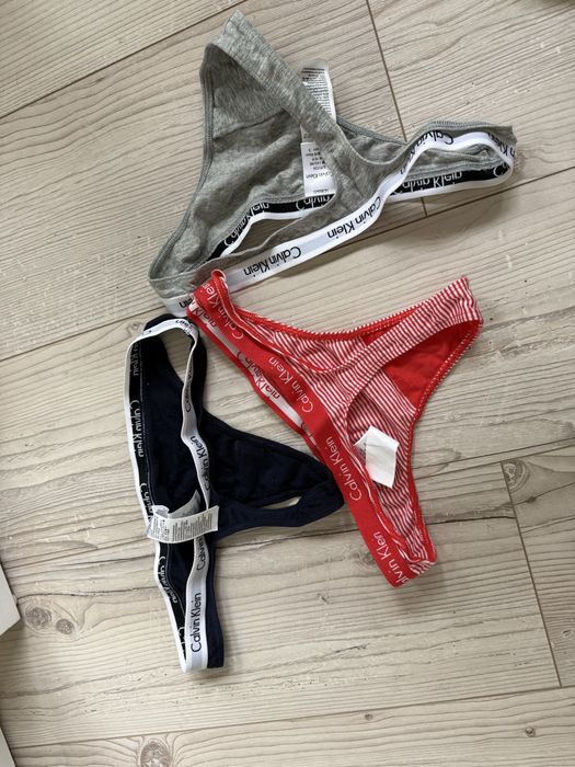 Stringi majtki Calvin Klein pakiet 3 szt logo guma rozm.S nowe !