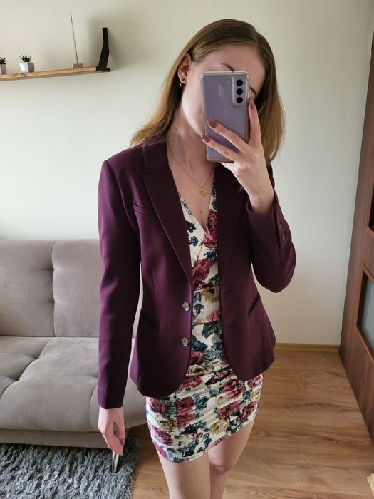 Fioletowa śliwkowa marynarka H&M, rozmiar 34 (XS)
