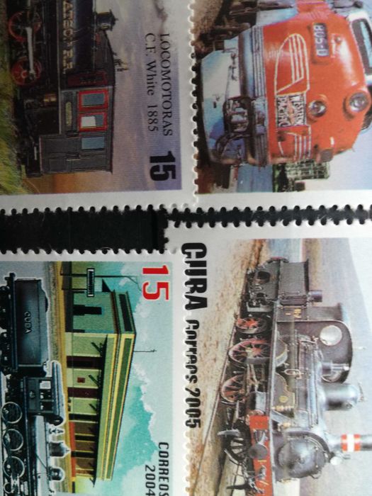 Vendo 2 series de selos de Cuba novos(Comboios)