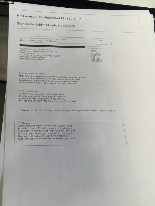 Drukarka HP LaserJet M1132 MFP