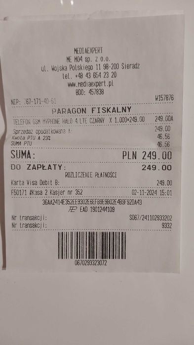 Telefon MyPhone 4 LTE na gwarancji