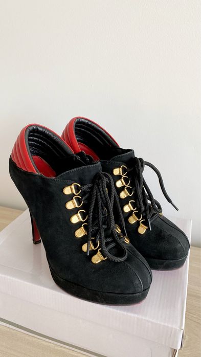 Botki Kazar buty czarne eleganckie szpilki obcasy na obcasie 38