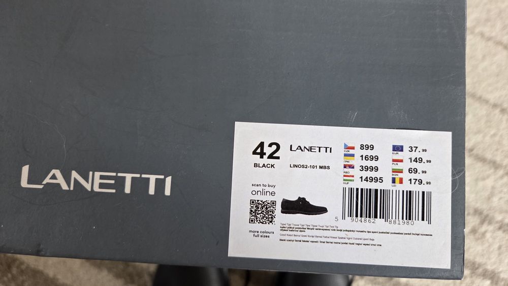 Buty eleganckie wyjściowe Lanetti 42