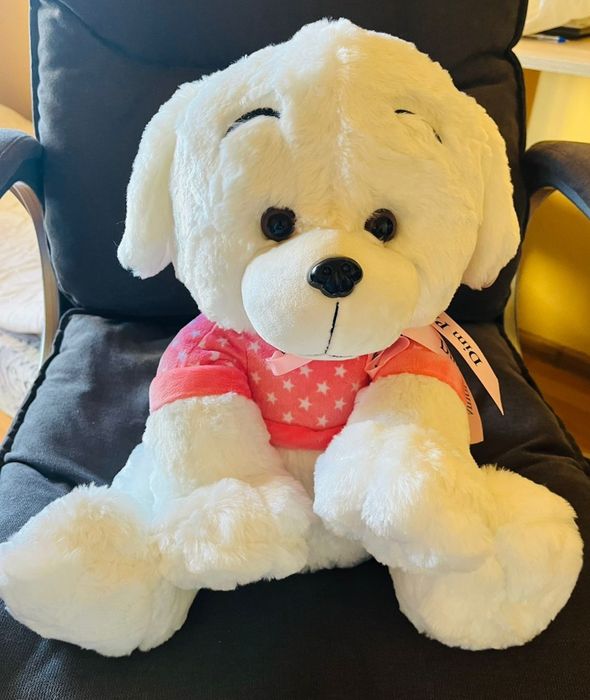 Продам нову білу м'яку іграшку собака