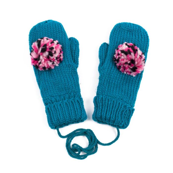 Rękawiczki jednopalczaste z pomponem ciepłe rozmiar uniwersalny damski