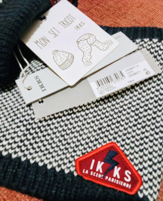 Набір дитячий зимовий IKKS (3 набори) шапка та димохід 45