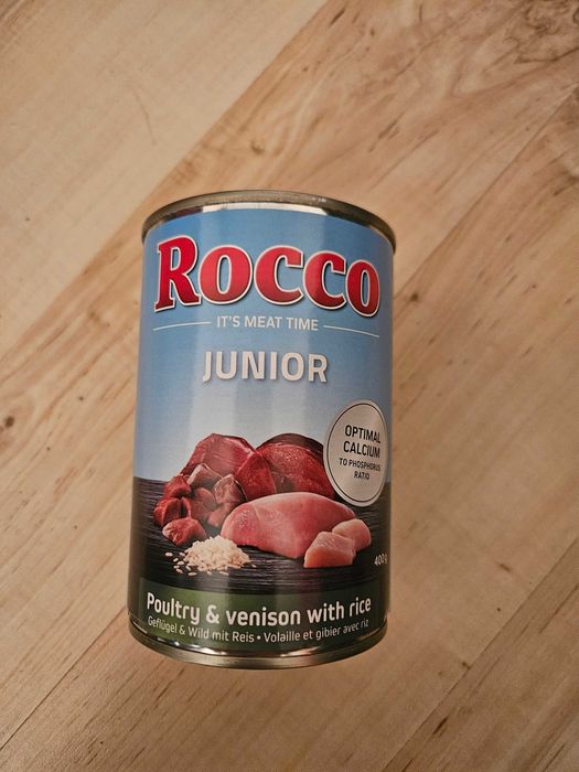 Rocco Junior drób & dziczyzna. 4 puszki 400 g, termin 05/2026