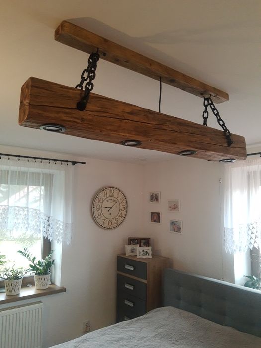 Lampa z belki drewnianej loft rustykalna