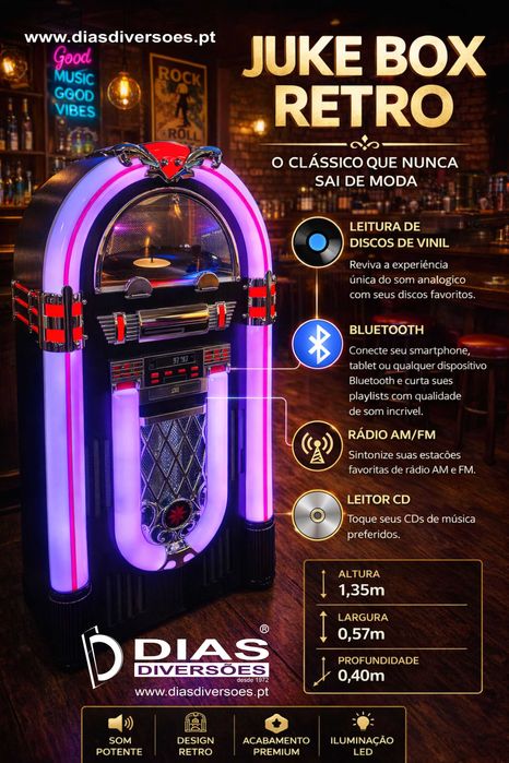 Juke Box Retro (com leitor vinil) - Novas