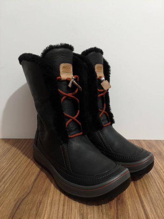 Śniegowce ECCO Hydromax skórzane wysokie damskie ocieplane r. 38 25cm