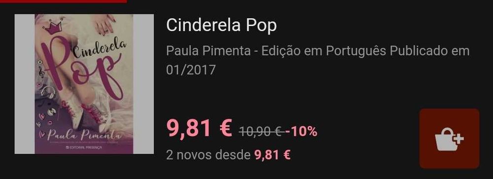 Livro CINDERELA POP Novo Entrego em Alfragide e Benfica