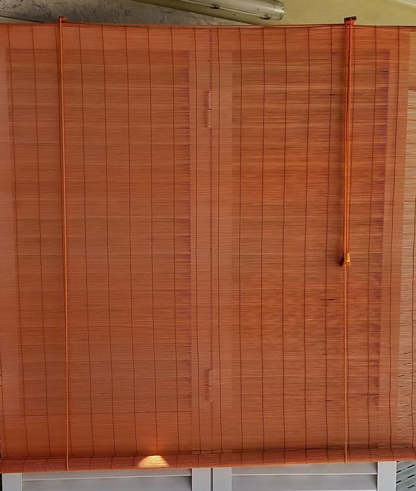 Estore enrolável palhinha laranja p/ janela