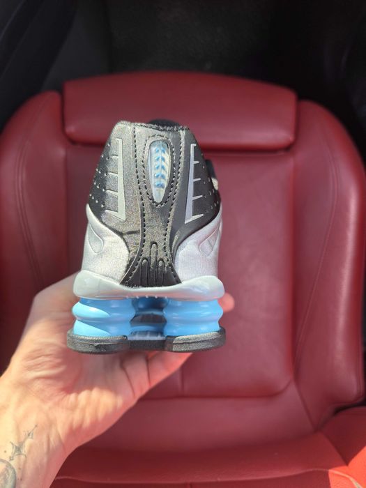 (БЕЗ ПЕРЕДОПЛАТИ) Nike Shox R4 Grey Blue White найк шокс сірі сріблясті блакитні пружини кросівки