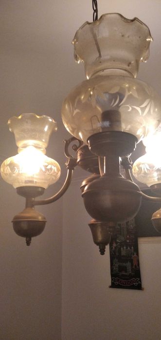 Candeeiro 3 lâmpadas  Clássico em Bronze/Latão