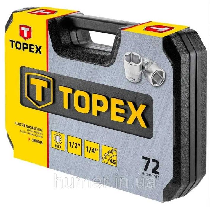 Універсальний набір інструментів TOPEX 72 ел. – тріскачки та аксесуари