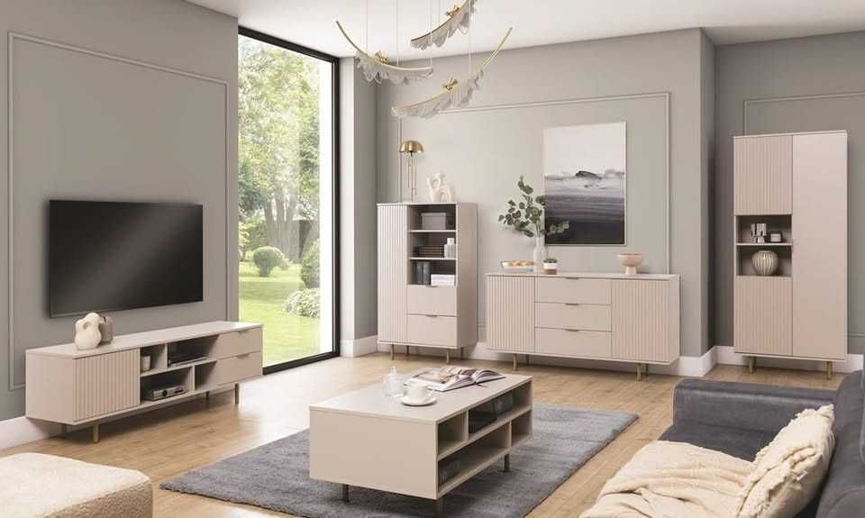 150x80x41 (ryflowane fronty,czarna lub kaszmir) Komoda Darmowa dostawa