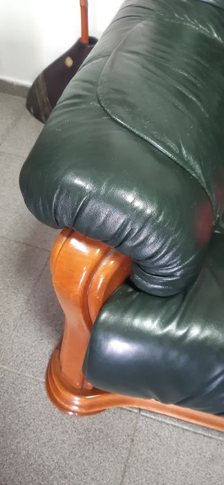 Sofá em pele verde