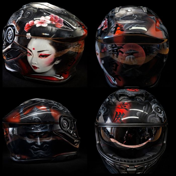 Aerografia , kaski, baki, motocykle; Odzież motocyklo