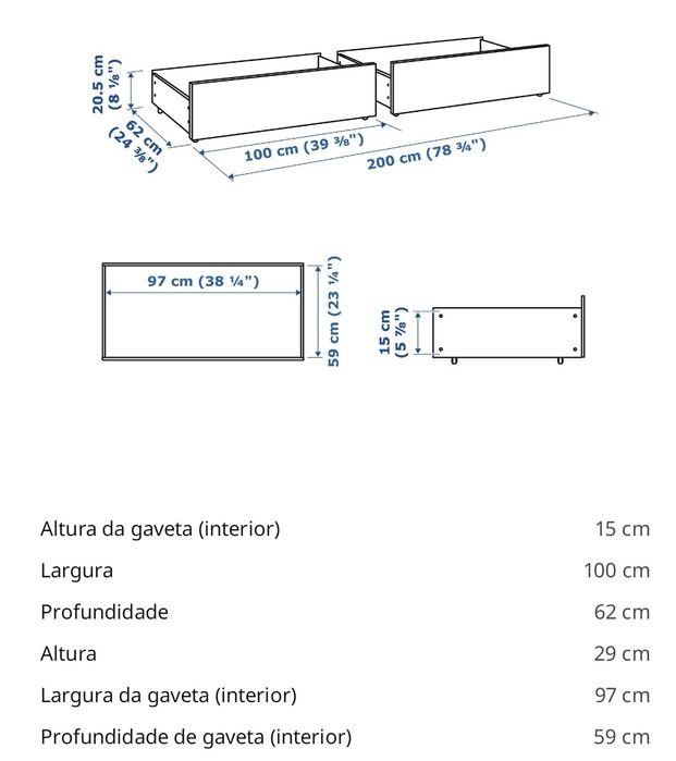 2 Gavetas de arrumação para cama Ikea