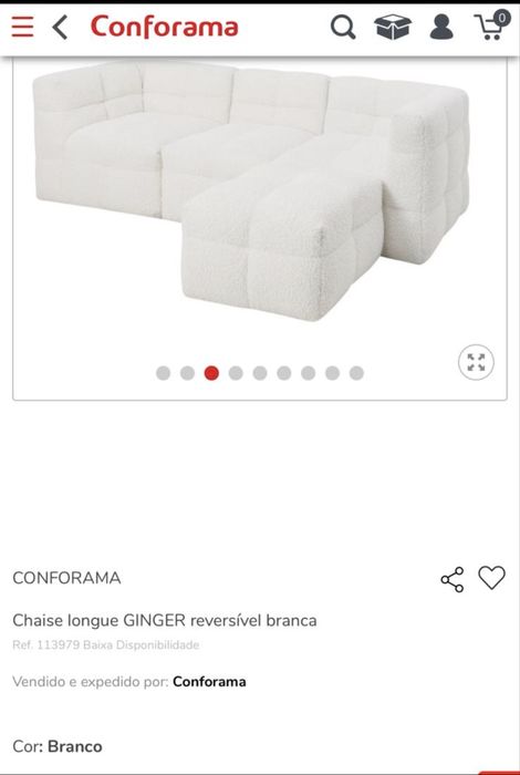 Sofá chaise longue em Bouclé
