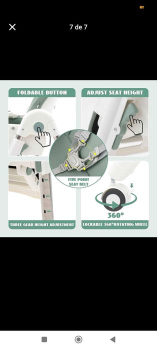 Cadeira de papa KINDERCRAFT inclinável e com apoio de pés