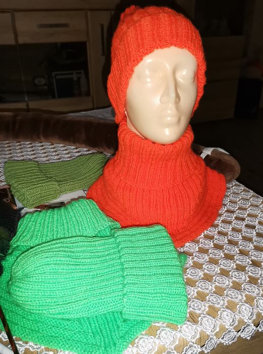 Czapka i golfik otulacz ręcznie zrobiony na drutach