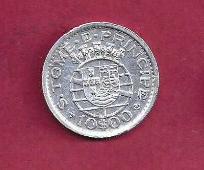 SÃO TOMÉ E Pincipe  EX-colonia  10$ Escudos  1951 PRATA