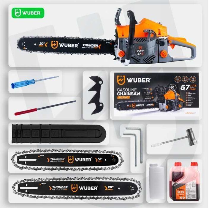 MOCNA 5,7KM Piła Spalinowa WUBER PILARKA Łańcuchowa do drewna Nowa