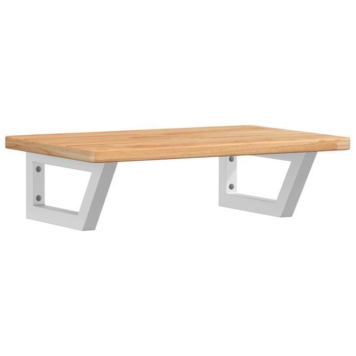 vidaXL Półka ścienna pod umywalkę, stal i lite drewno dębowe