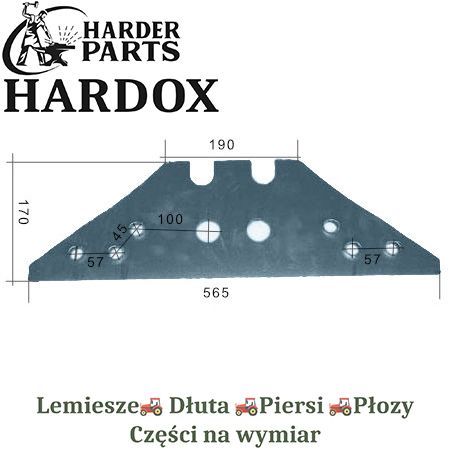 Płoza krótka Kverneland HARDOX 073608 części pługa 2Xlepsze niż Borowe