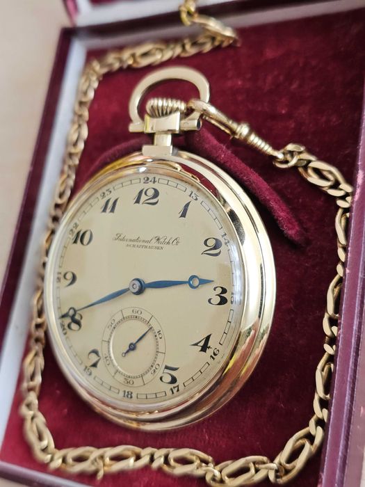 IWC Schaffhausen 51,00mm złoty 14k z 1929 roku + dewizka + pudełko