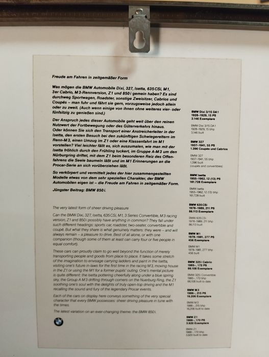 Quadro de miniaturas BMW