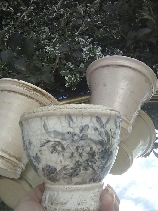 Donice ceramiczne, Provance, Beż sepia i mozaika szarość Grey.