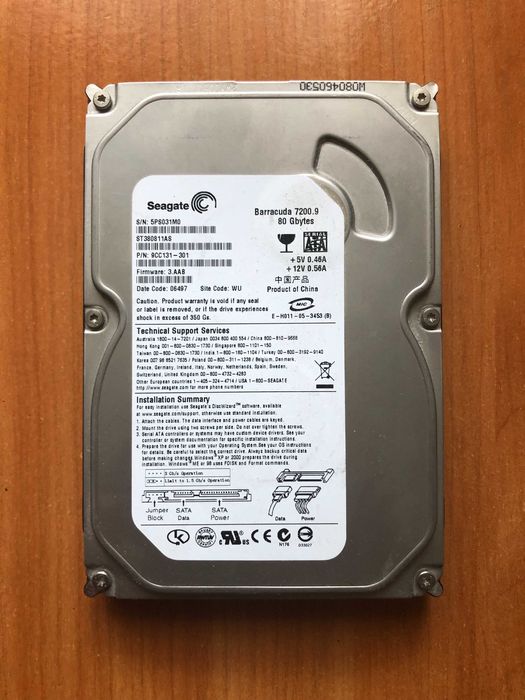 Жорсткий диск HDD 3.5 Seagate BarraCuda 7200.9 80GB 8MB SATA 3.0 G
