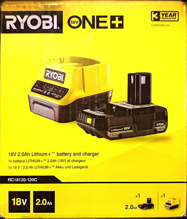 Ładowarka + bateria Ryobi One + 18V, 2,0 Ah