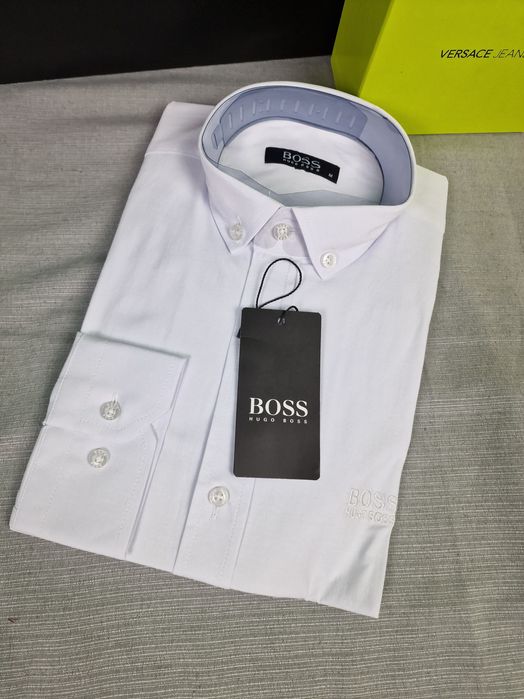Męska koszula długi rękaw Hugo Boss biała elegancka premium M-XXXL