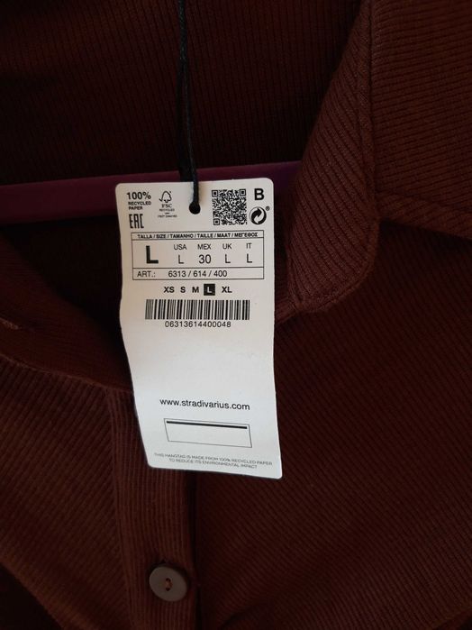 Brązowa sukienka midi, z długim rękawem - Stradivarius