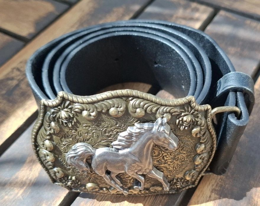 Czarny pasek western dziki zachód  country 94 cm