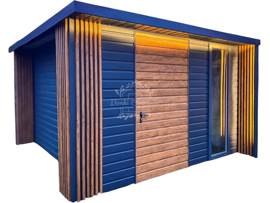 Schowek Domek ogrodowy PREMIUM 3x3m + wiata Dekor z lameli  ID901