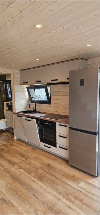 Domek mobilny drewniany szkieletowy stodoła antresola