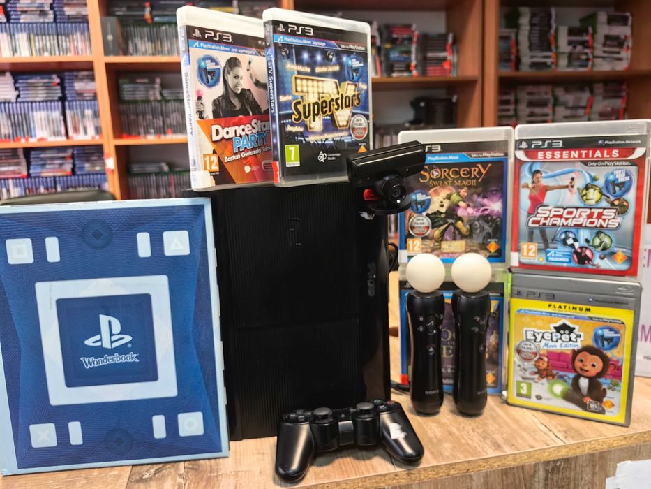 PS3 Super Slim 500GB PAD Gry 2xMOVE Kamera Skup Wymiana SklepRetroWWA