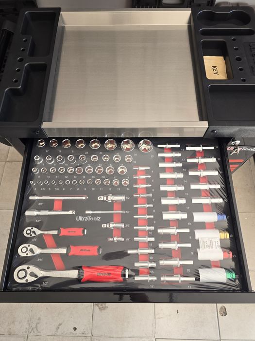 Kit par oficina carrinho de 7 gavetas completas e macaco de 4 toneladas e preguiças