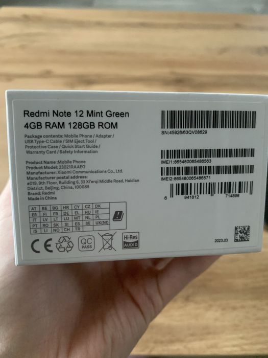 Redmi Note 12 Mint Green – Stan IDEALNY! 4GB RAM / 128GB ROM