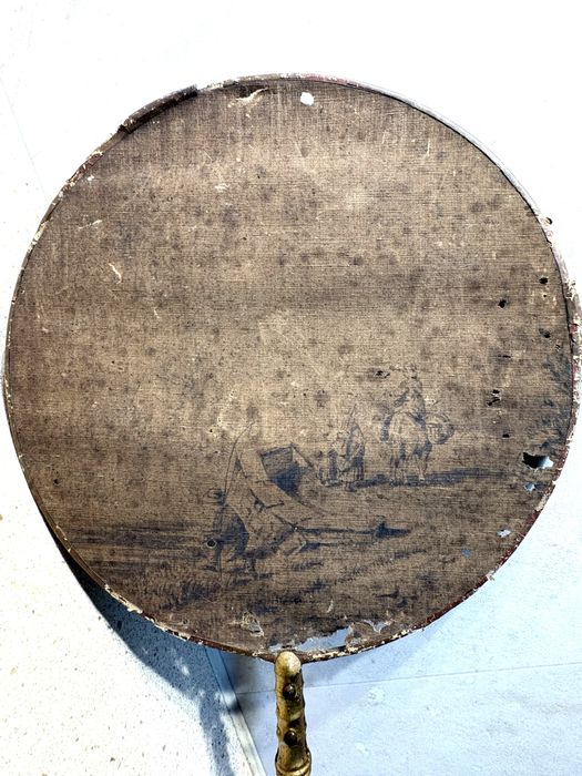 Para restauro: Antigo leque com pintura de paisagem meados Sec. XIX