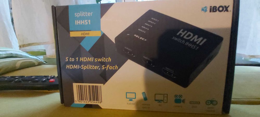 Rozdzielacz splitter hdmi 1-5 pilot,podczerwień