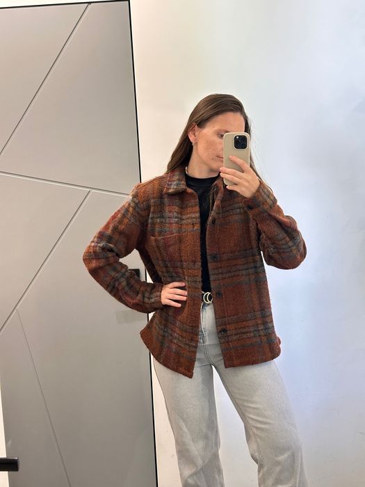 Вовняна картата тепла сорочка-пальто Next S, 40% шерсть Куртка-рубашка в клітинку, картате вовняне пальто з вовни, стан ідеальний