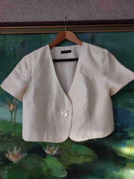 żakiet bolerko marynarka narzutka jedwabna metaliczna  elegancka