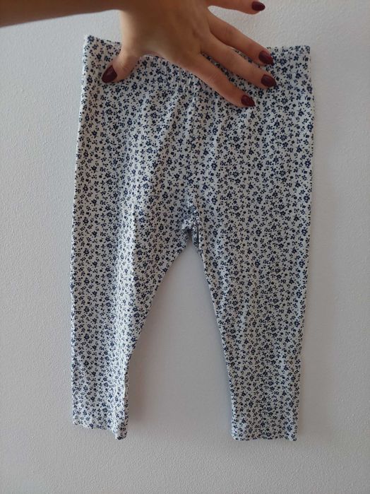 Białe legginsy w kwiaty Young dimension 18-24m 92 cm