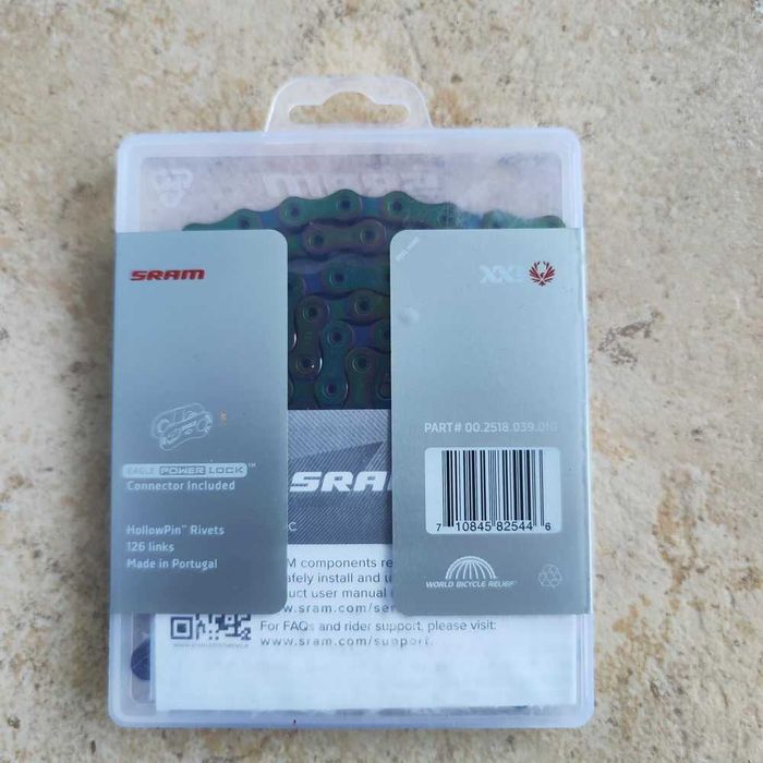 Corrente SRAM XX1 Eagle de 12v com PowerLock 126 Elos Rainbow