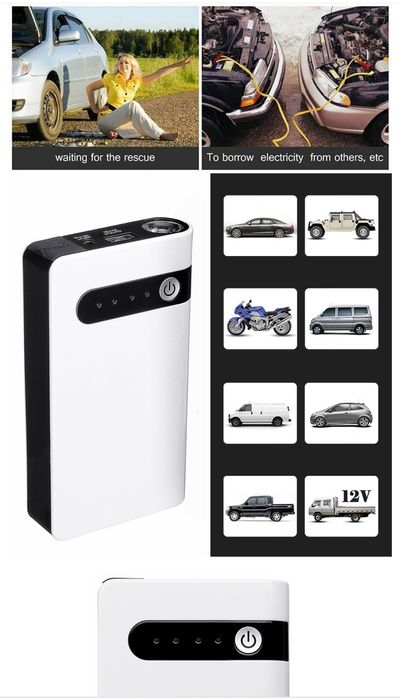 Booster /Jump Starter p bateria fraca, 8000mAh 12v, Powerbank, com LED